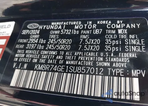 2025 Hyundai Palisade Calligraphy z USA, uszkodzony, nr VIN KM8R74GE1SU857012